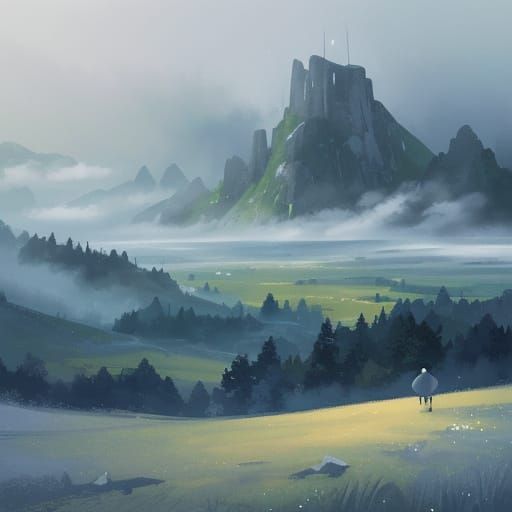 Dreamy Digital Landscape with Elegant Typographic Elements