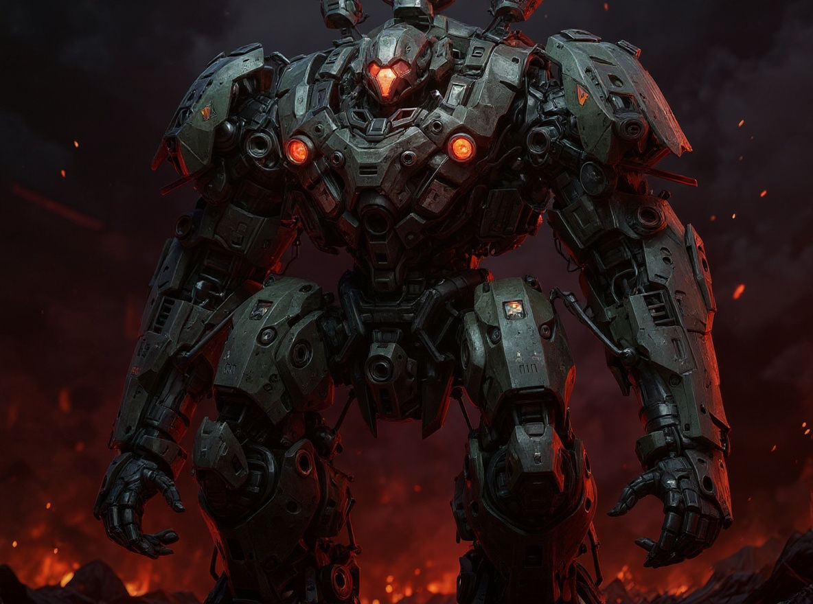 Heavily Armed Assault Mech in Ruined City