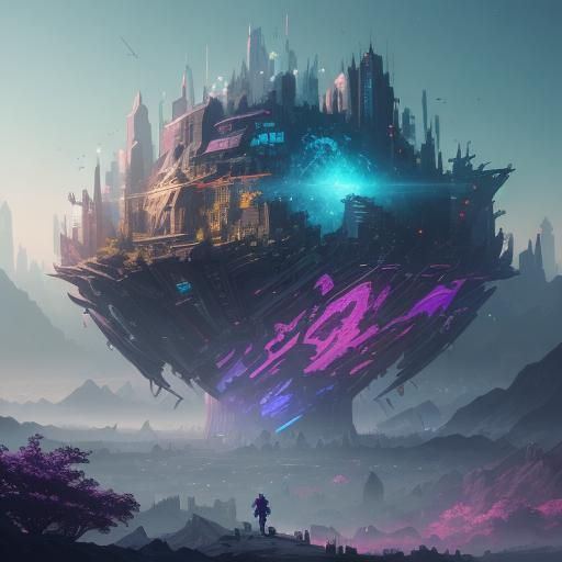 Futuristic Cityscape in Abstract Digital Illustration