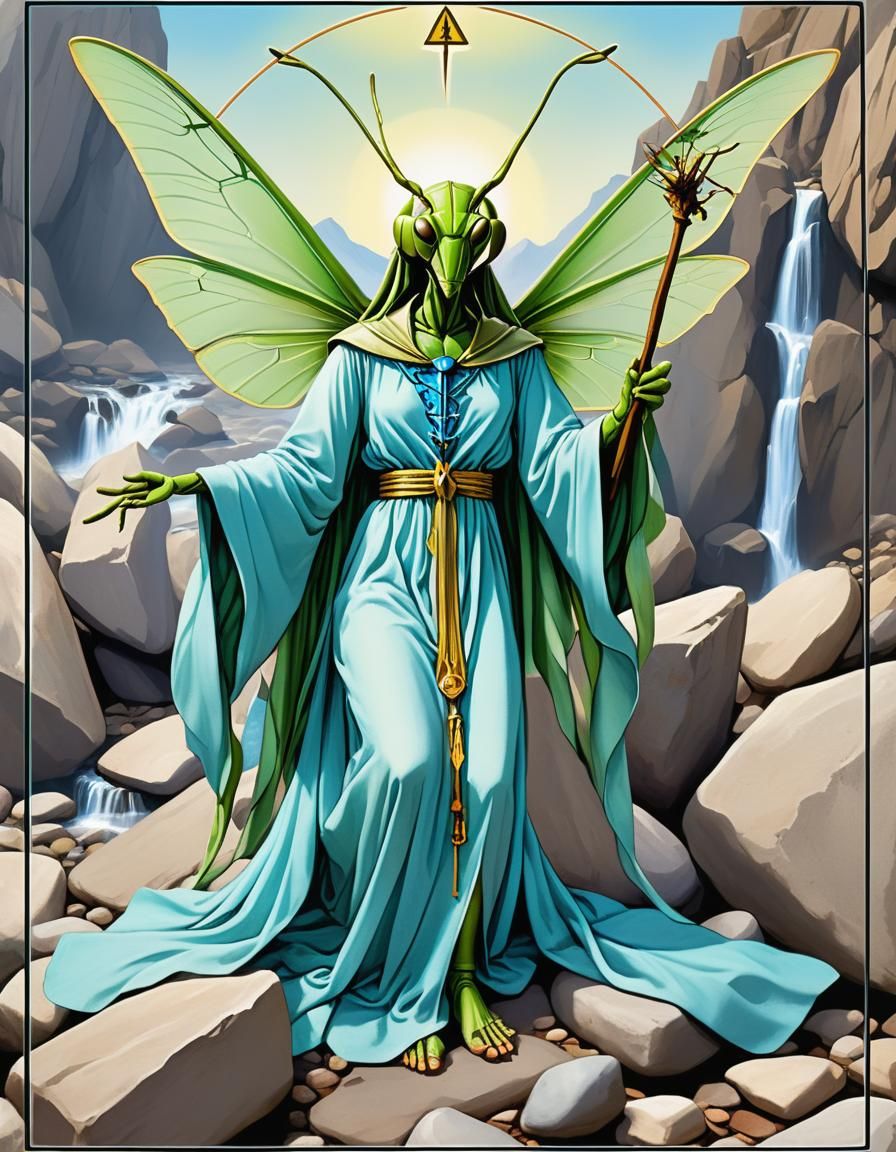 Praying Mantis Angel: Temperance Tarot in 3D