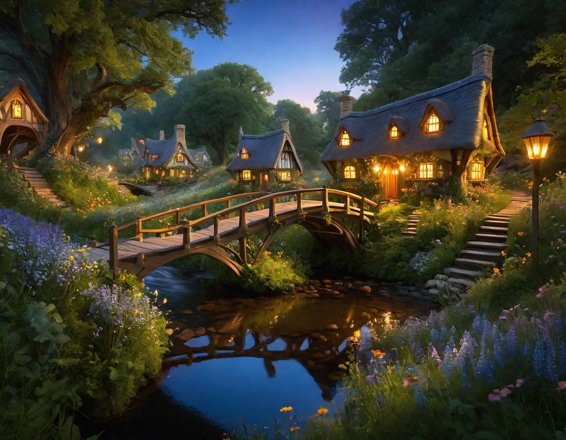 Enchanted Fairy Village at Magic Hour