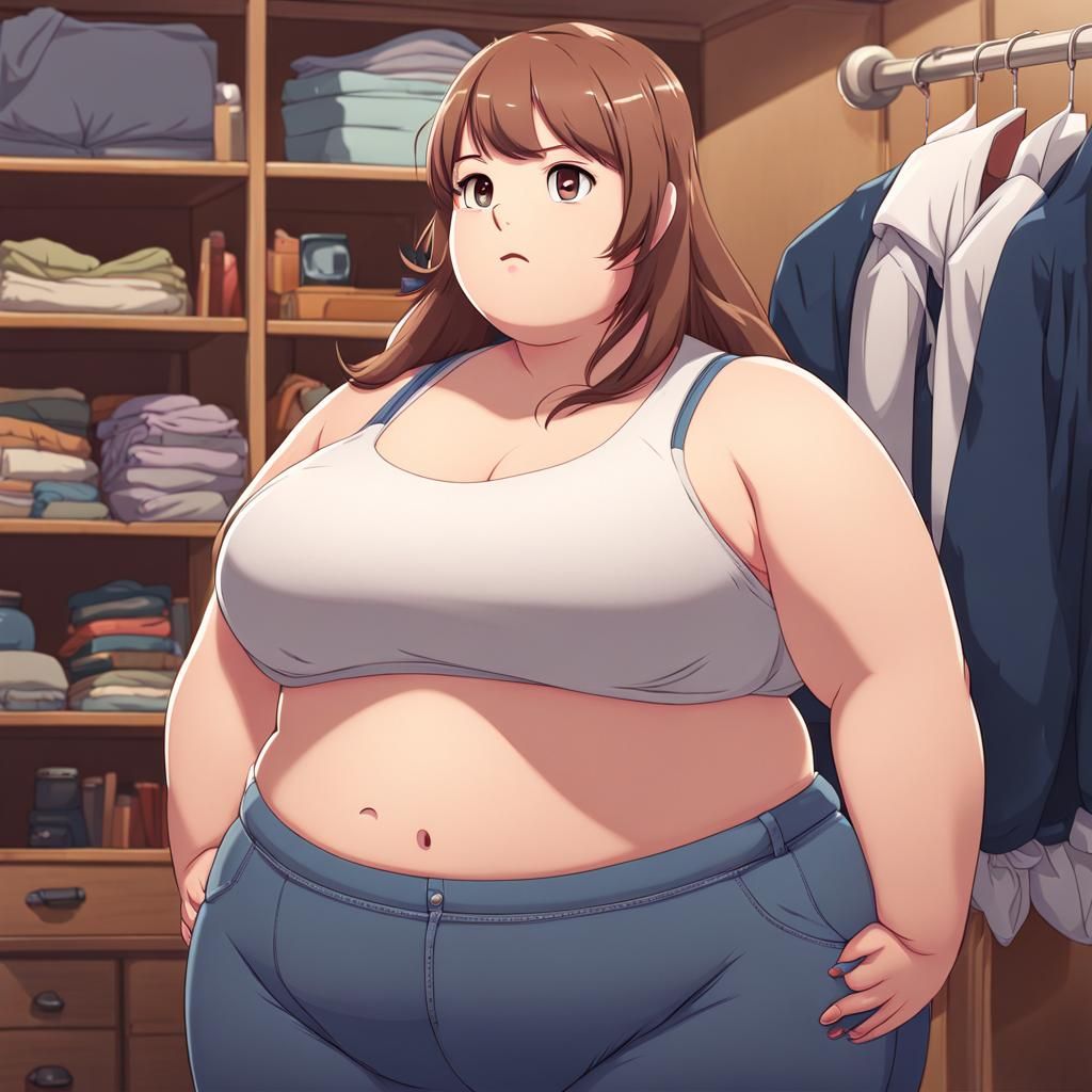 Anime Style Girl Growing Out of Clothes