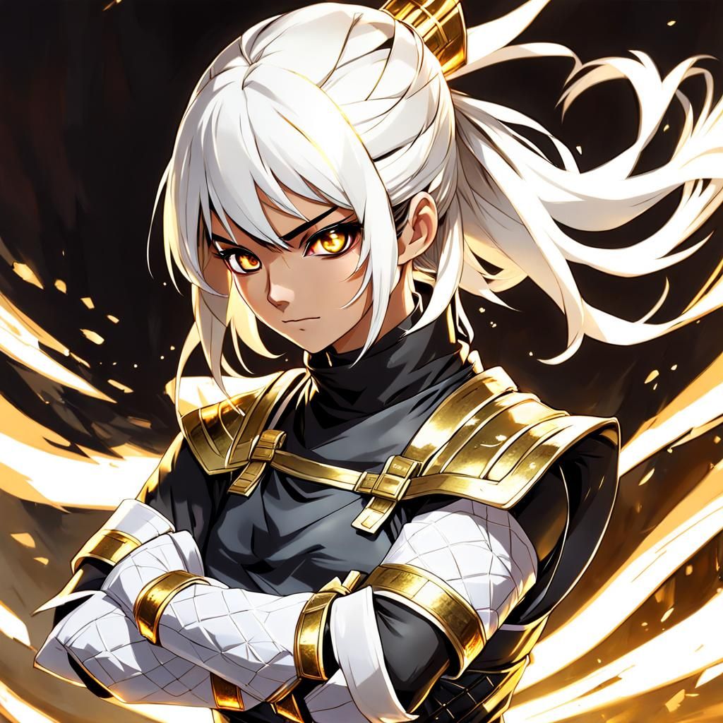 Female Ninja in White Outfit as Impasto Oil Painting