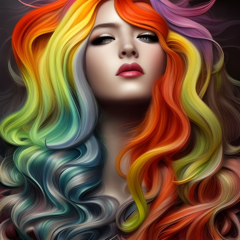 Noir Portrait of Girl with Rainbow Hair