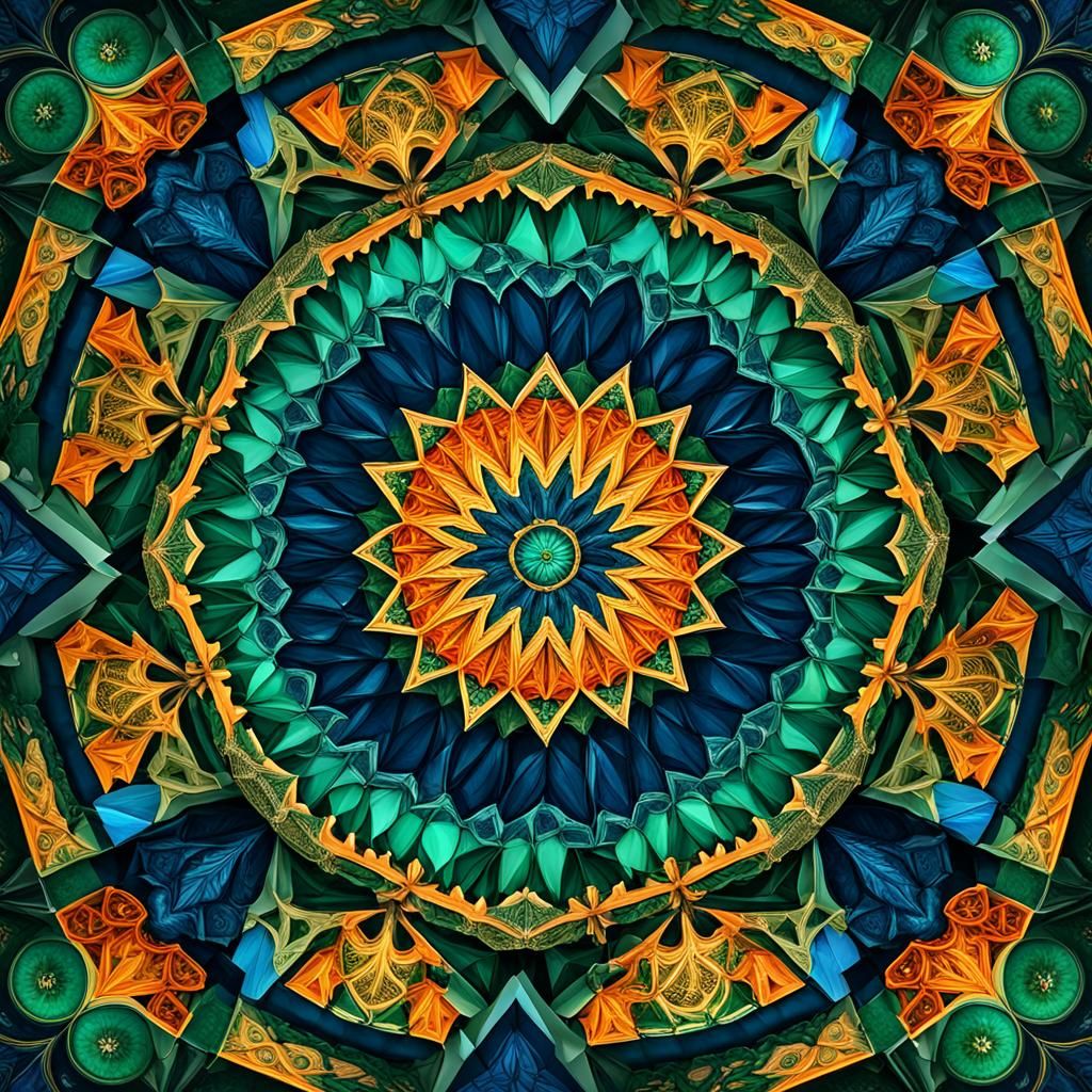 Vibrant Kaleidoscope Pattern in Hyperrealistic Style
