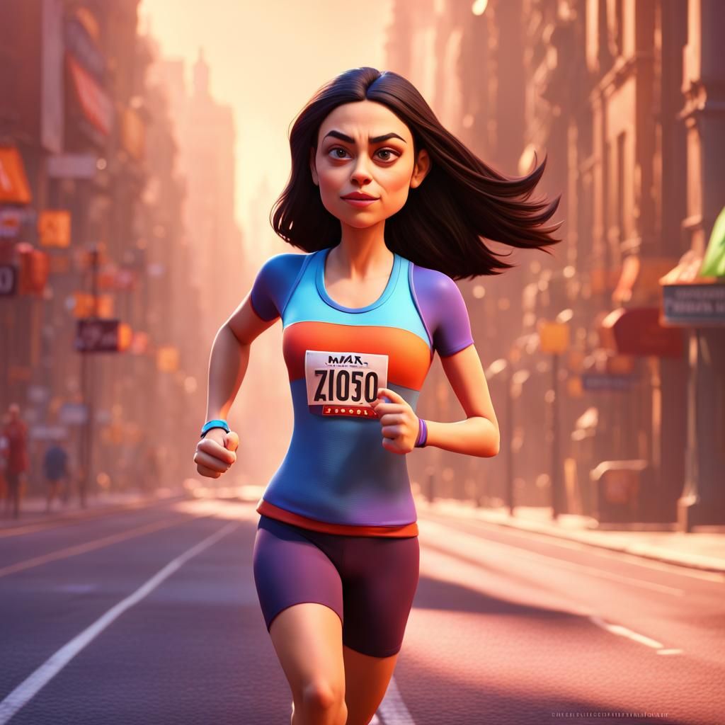 Mila Kunis as Marathon Runner: Pixar-Style 3D Art