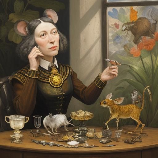 Glass Mouse Stealing Cheese: Enameled Figurine