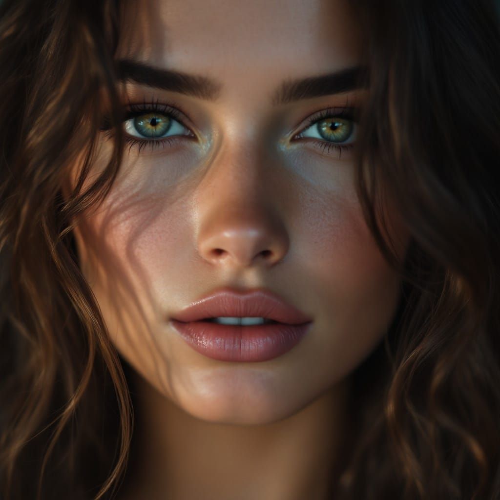 Hyper-Realistic Portrait of a Gorgeous Brunette Woman