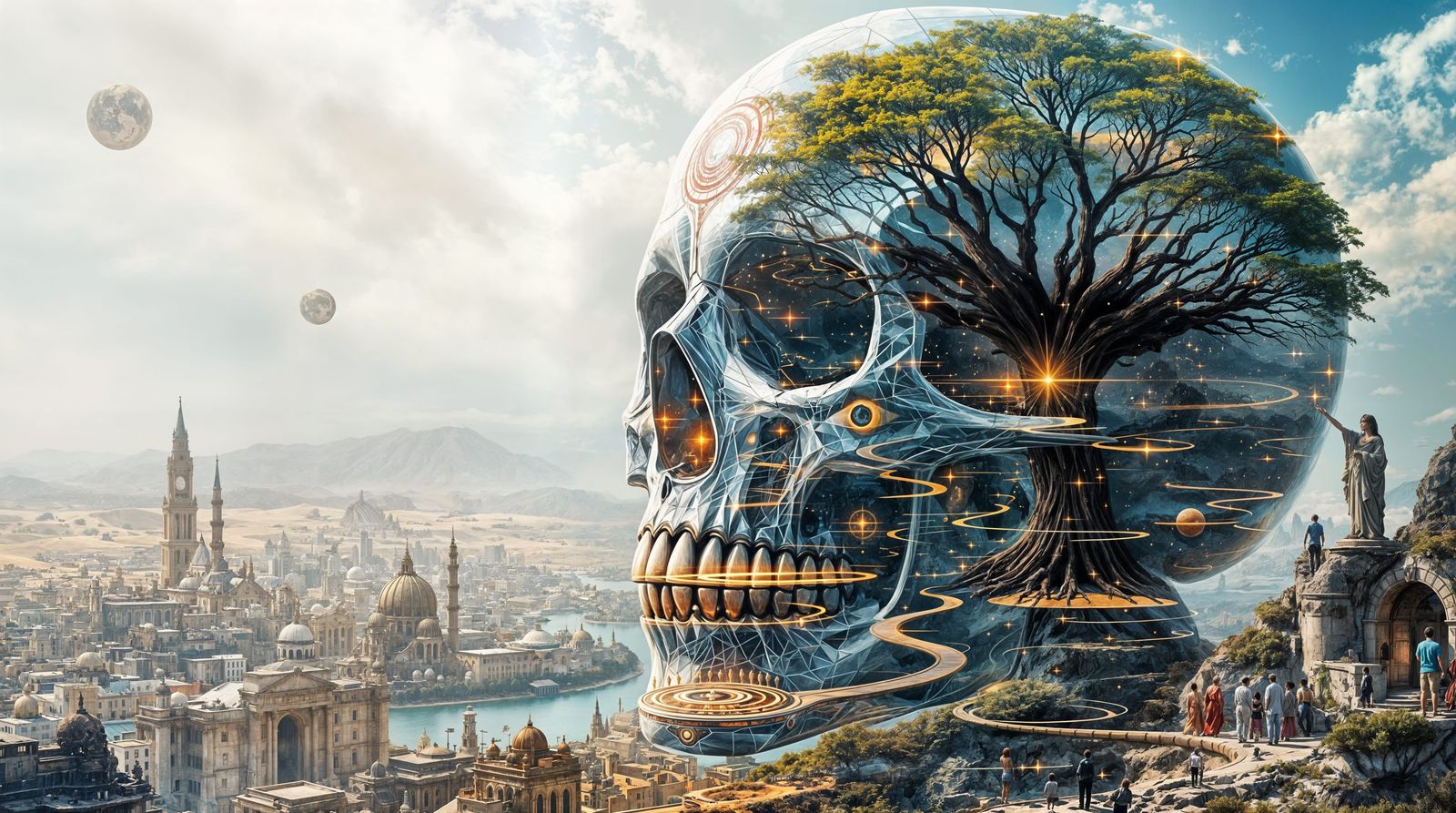 Surreal Glass Skull Connects Fantastical Worlds in Double Ex...