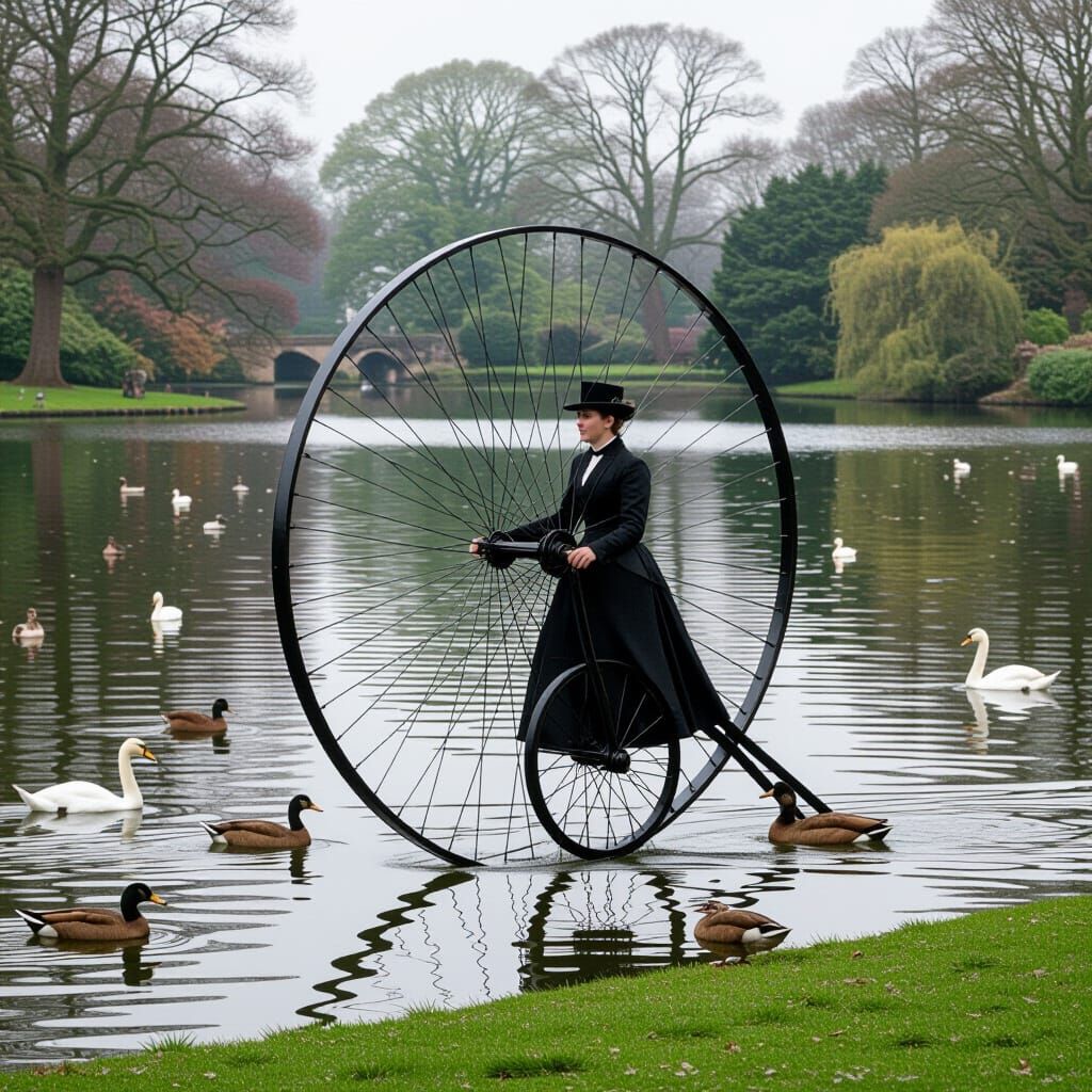 Victorian Bicycle Ride in Black and White