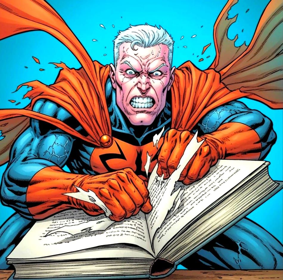 Cartoon Superhero Fails at Tearing a Page