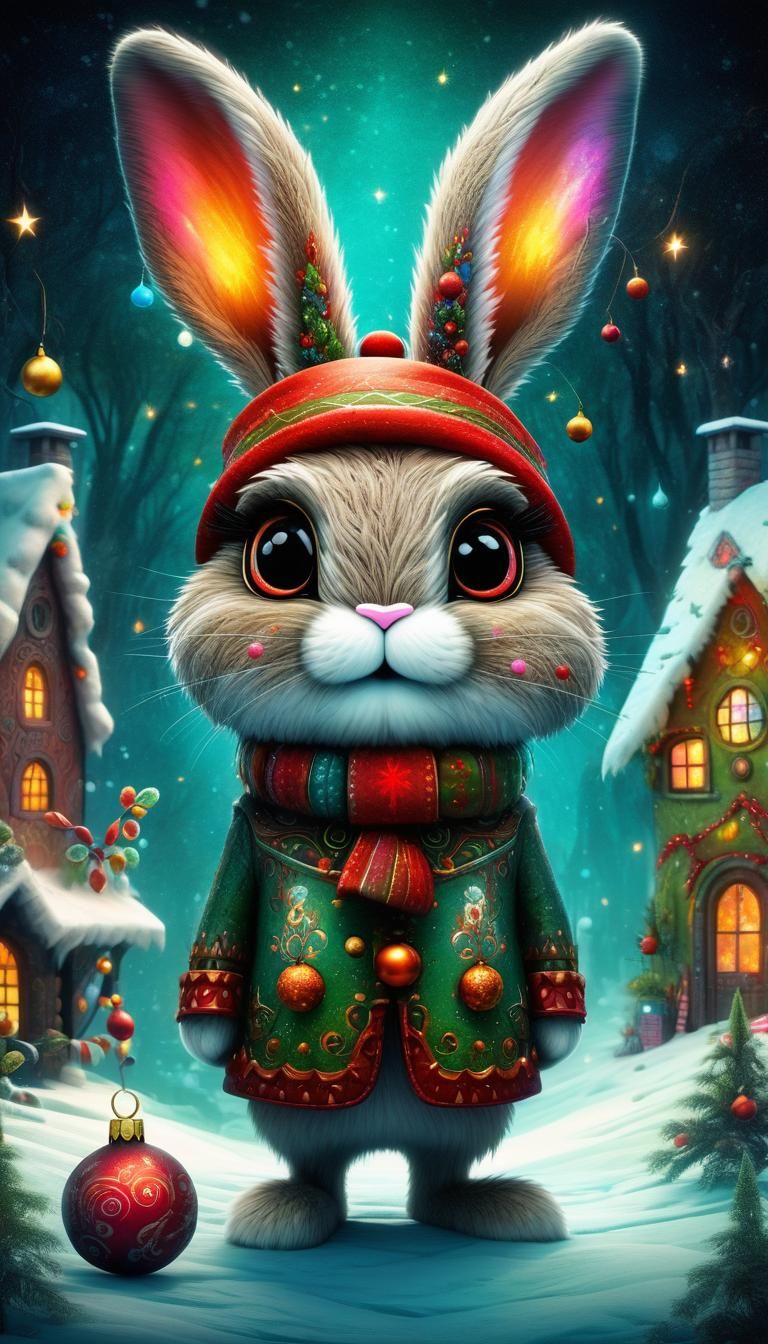 Chibi Bunnies Celebrate Christmas in Whimsical Style