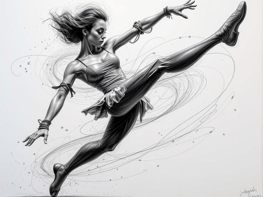 Fluid Dancer: Continuous Line Art in Motion