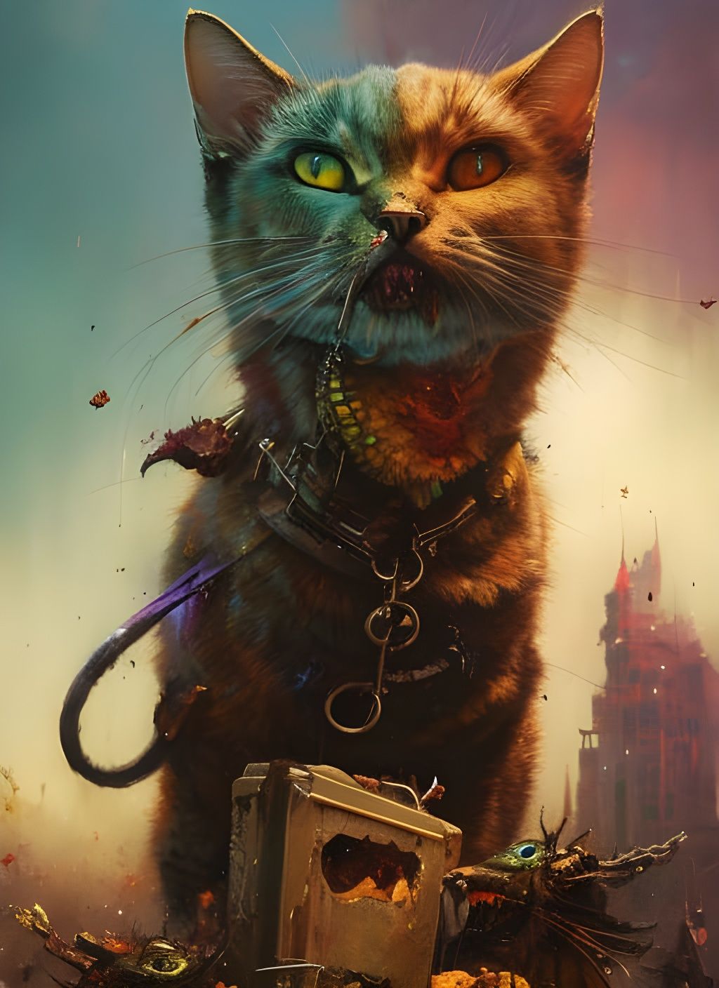 Zombie Cats Stuffing Box: Crayon Caricature Art