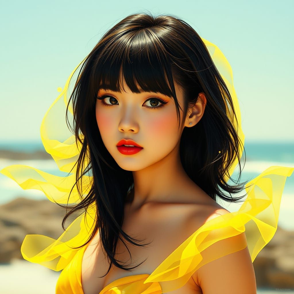 Stunning 1950s Pin-Up in Digital Illustration Style