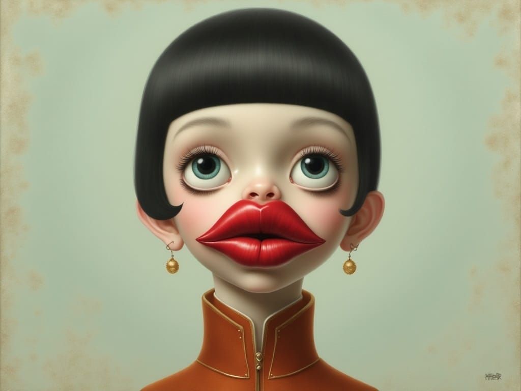 Pop Surreal Portrait: Sealed Lips, Secret Held