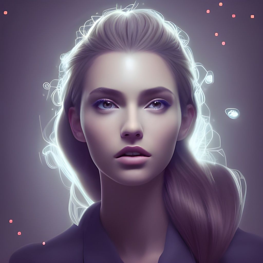 Attractive Woman Portrait with Elegant Hair, Detailed Vector...
