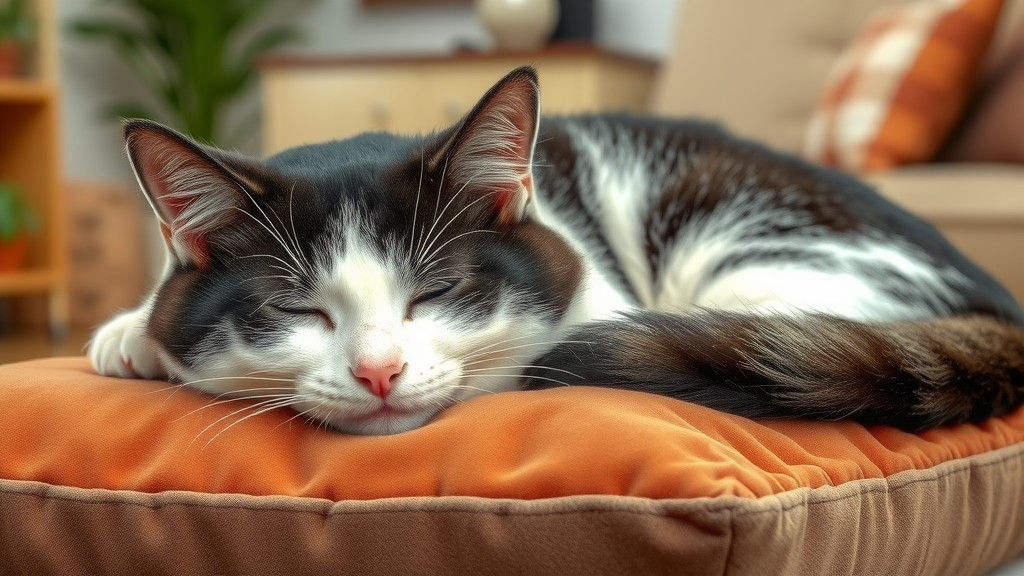Hyperrealistic Cat Napping on Velvet Pillow