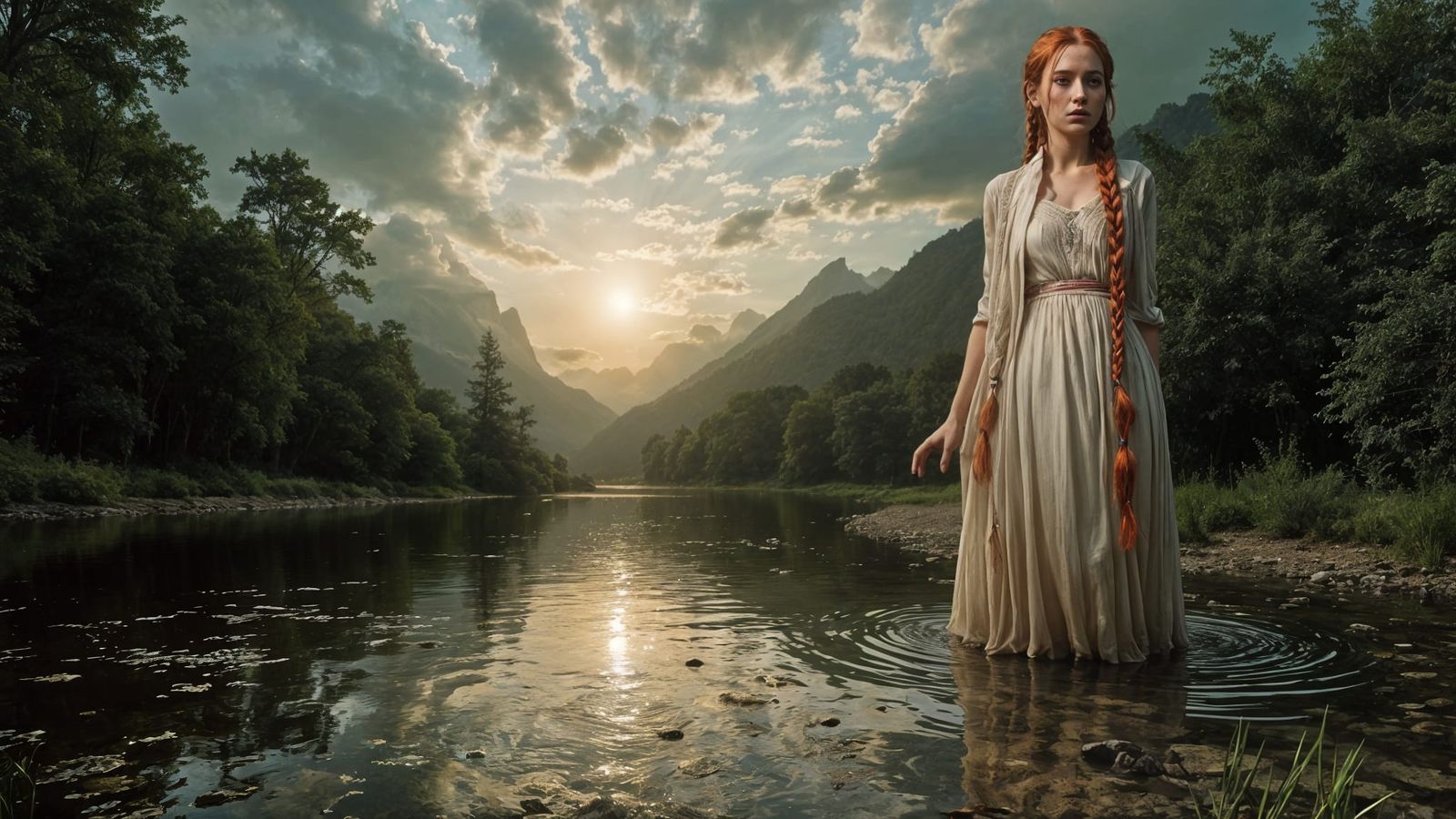 Vibrant Red-haired Beauty in Photorealistic Portrait