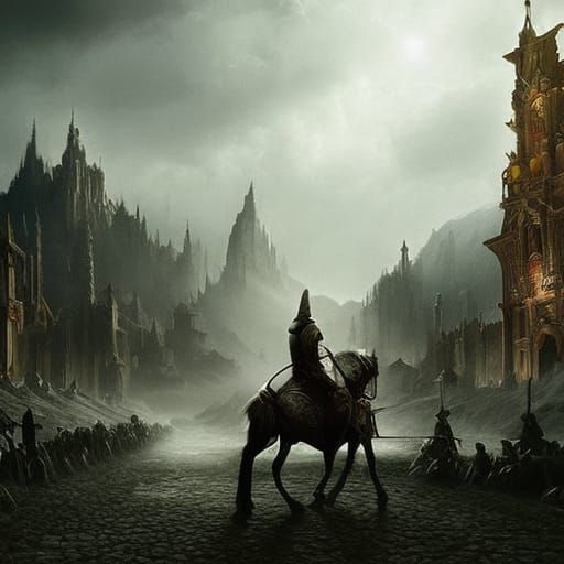 Knight's Journey Home: Epic Cinematic Digital Art