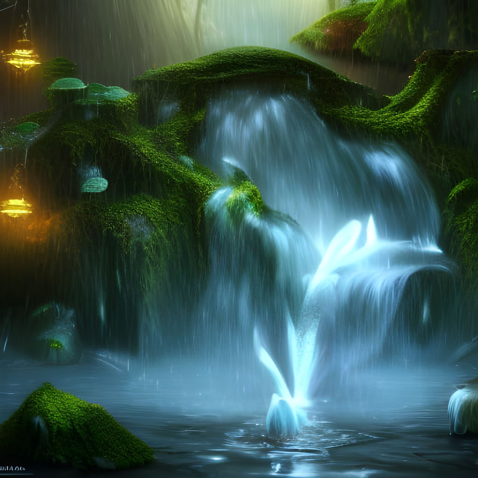 Ethereal Elf Girl Portrait with Water Droplets