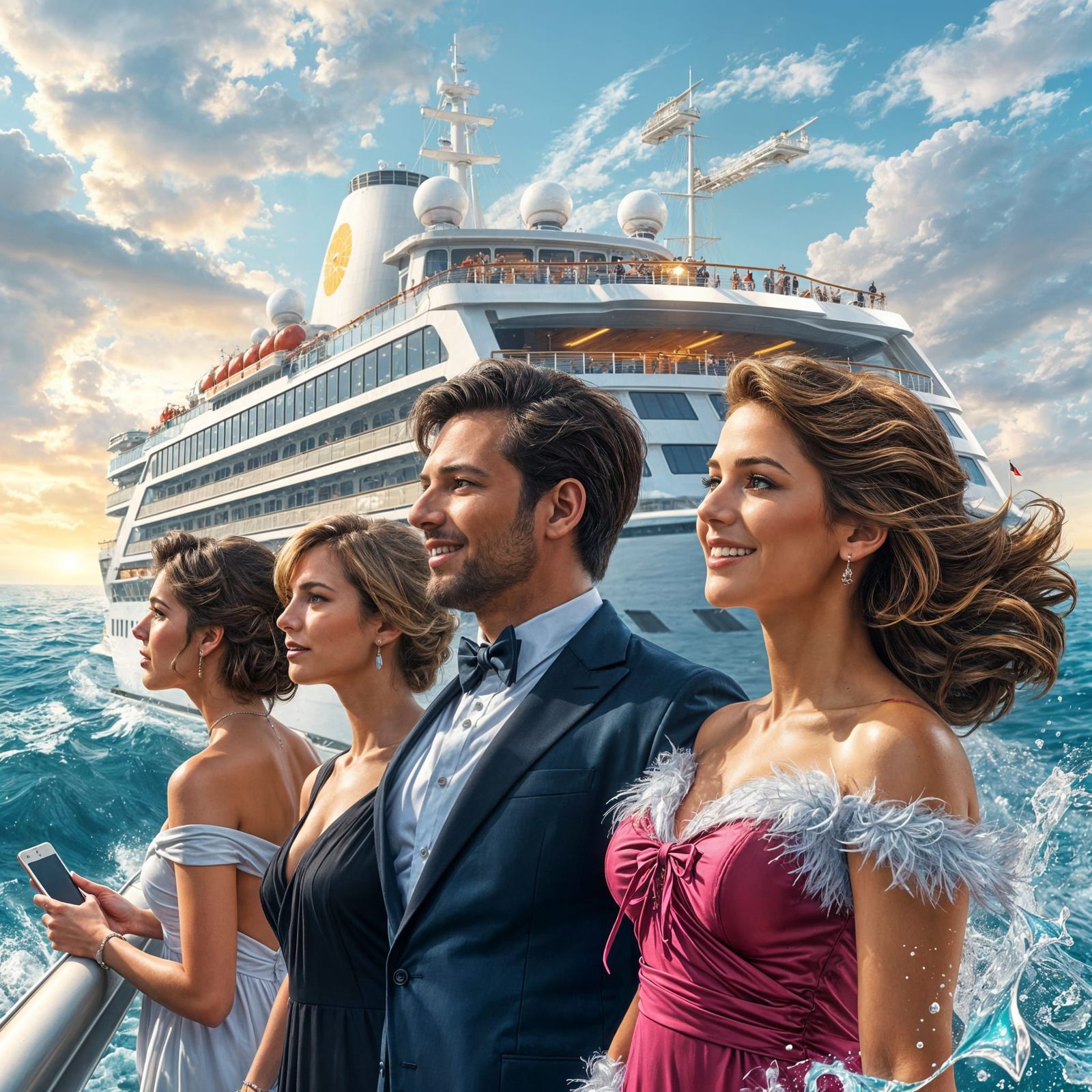 Luxury Cruise Ship Experience with Elegant Guests
