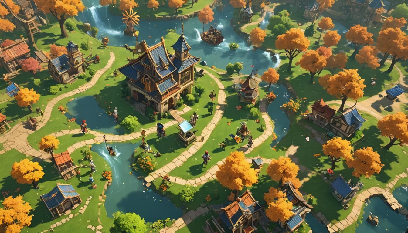 Windy Mobile Gaming in a Vibrant Outdoor Scene