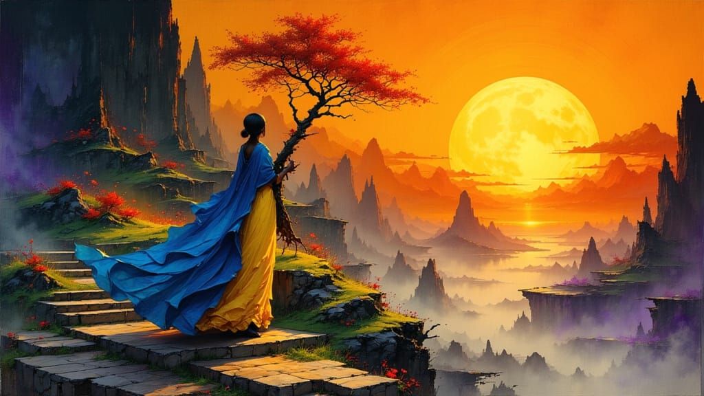 Ancient Alchemist Contemplates Celestial Event