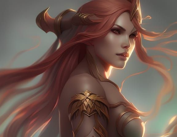 Ethereal Elf Woman Portrait with Flowing Hair