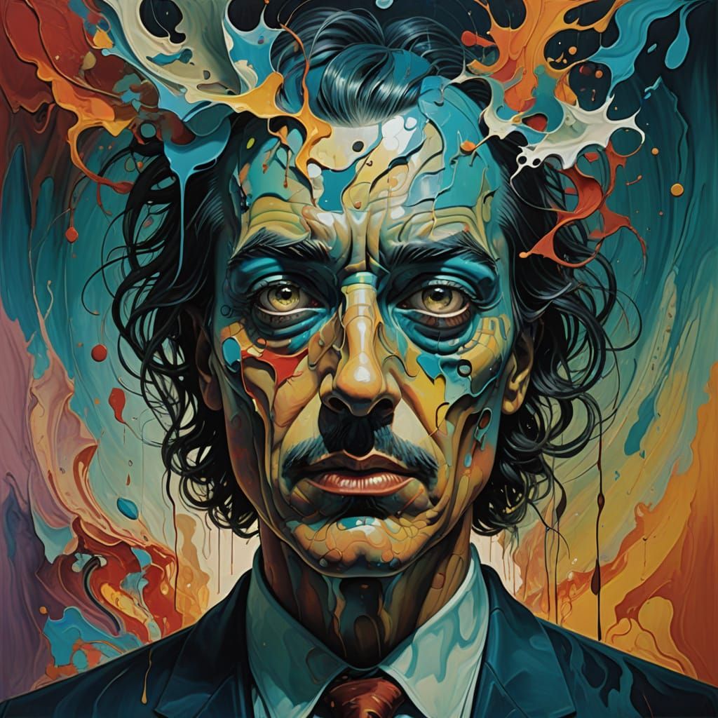 Surreal Fragmented Portrait in Bold, Vibrant Colors