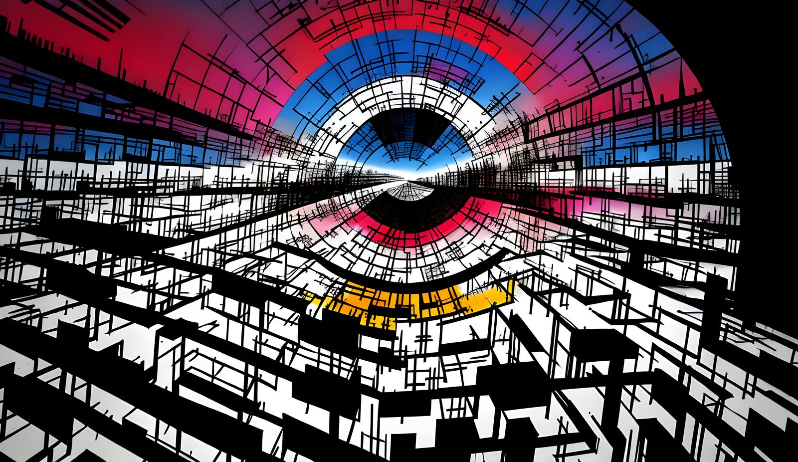 Kaleidoscopic Cityscape in Abstract Expressionist Style