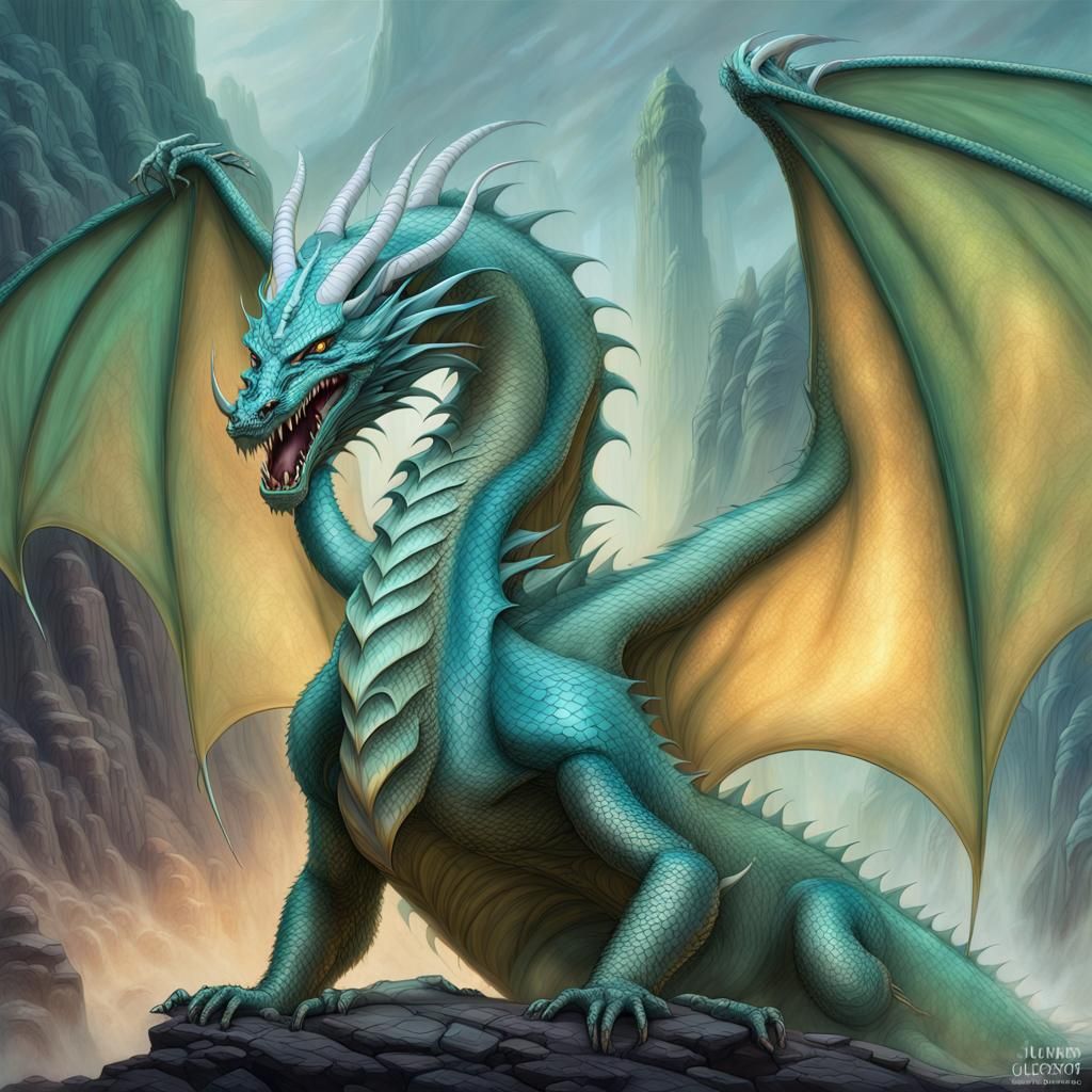 Mystical Dragon in Hyperrealistic Fantasy Art