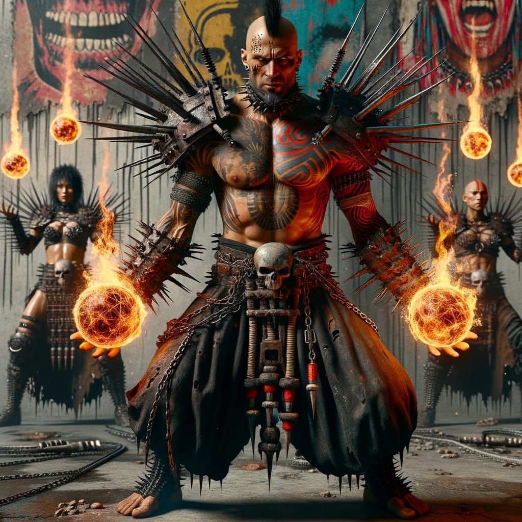 Hyper-Real Post-Apocalyptic Warlord in Tribal Armor