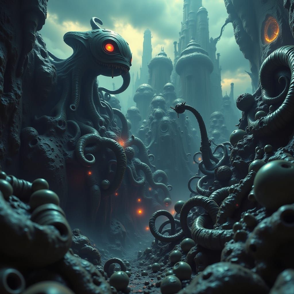 Biomechanical Horror in Cosmic Decay