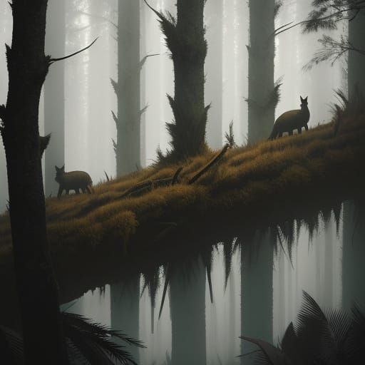 Extinct Animals in Golden Light