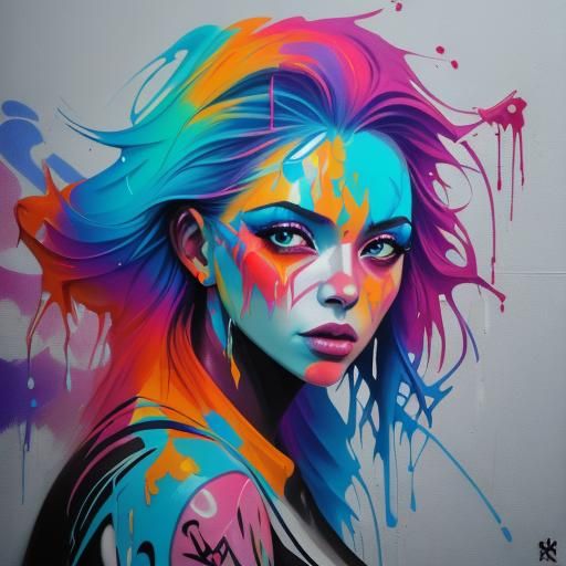 Lake Lady in Colorful Graffiti Art