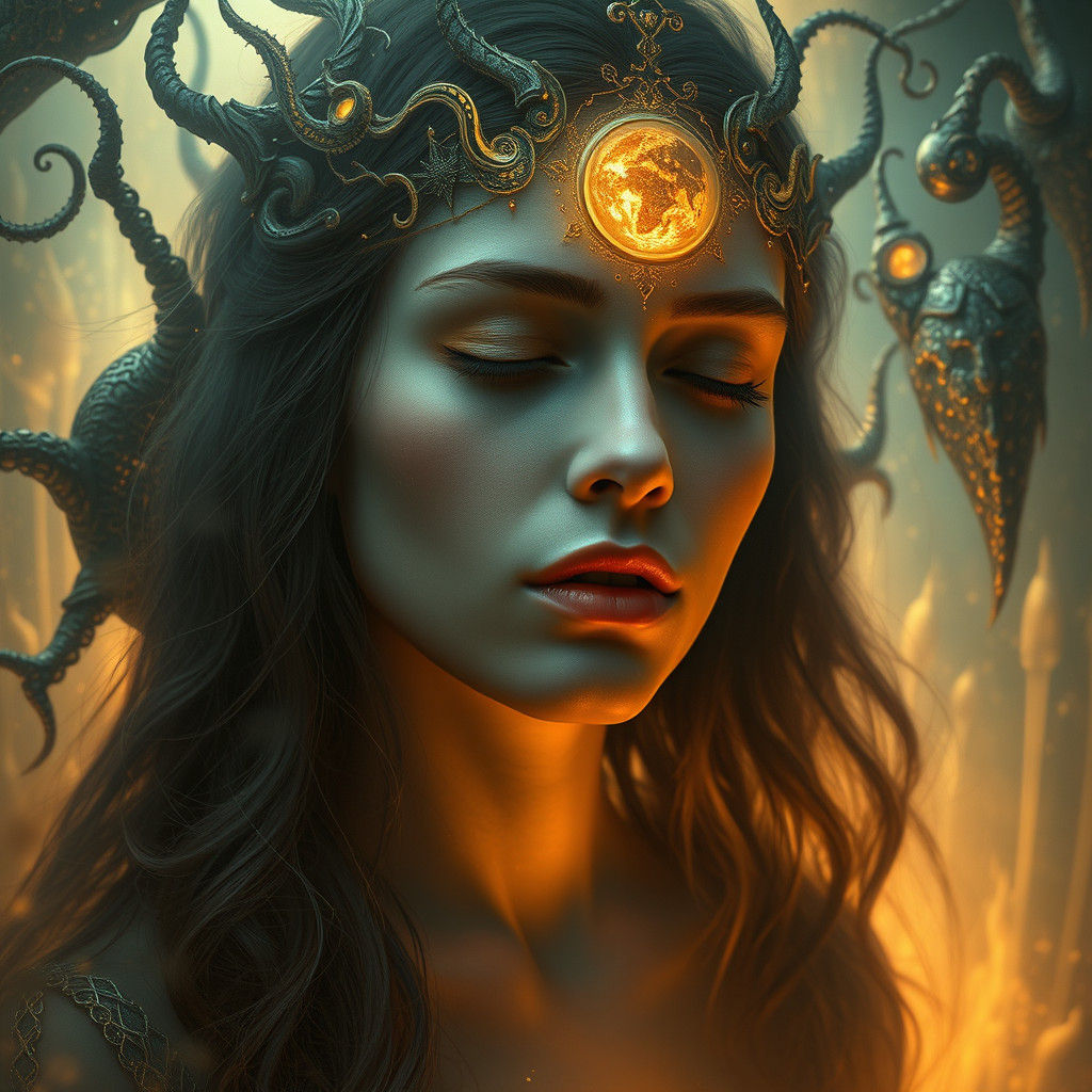 Ethereal Woman in Dreamlike Surreal Dark Fantasy