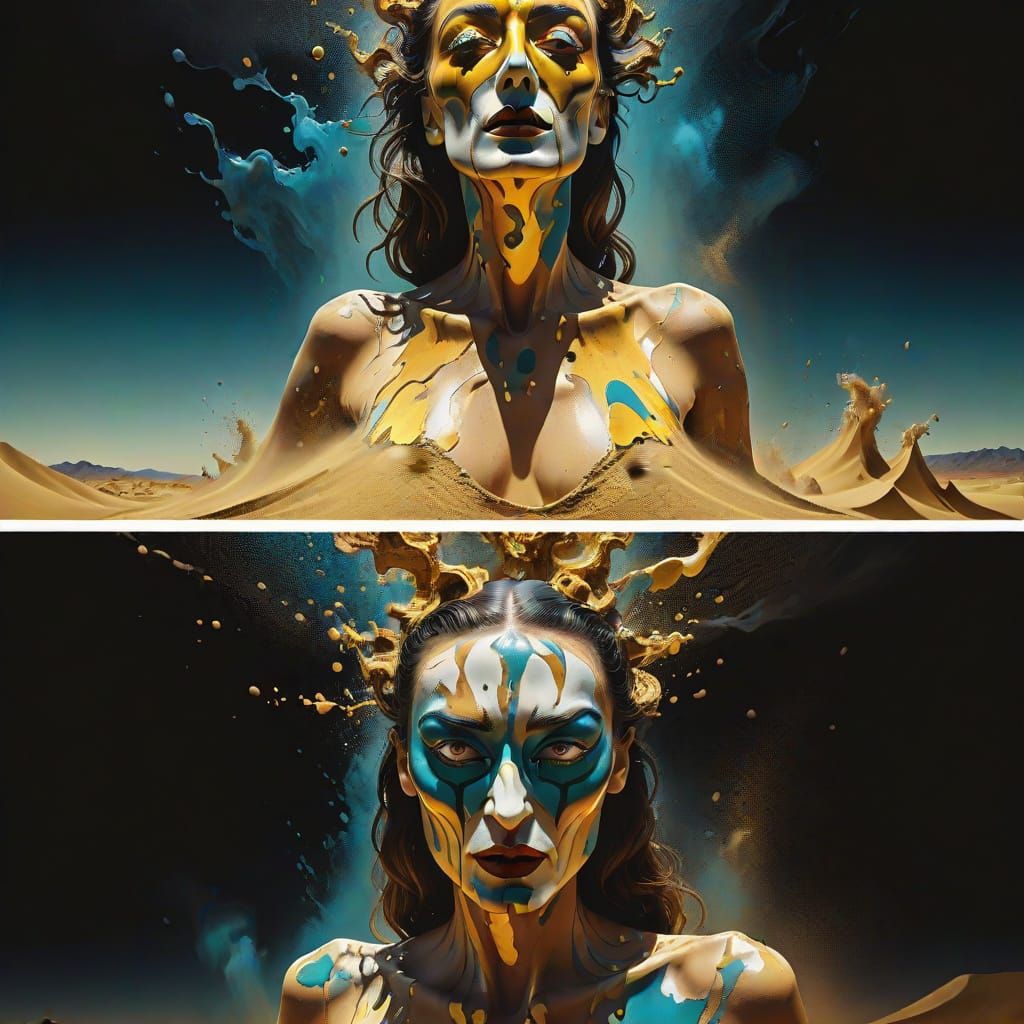 Dreamlike Surrealist Portrait of a Masked Woman in a Psyched...