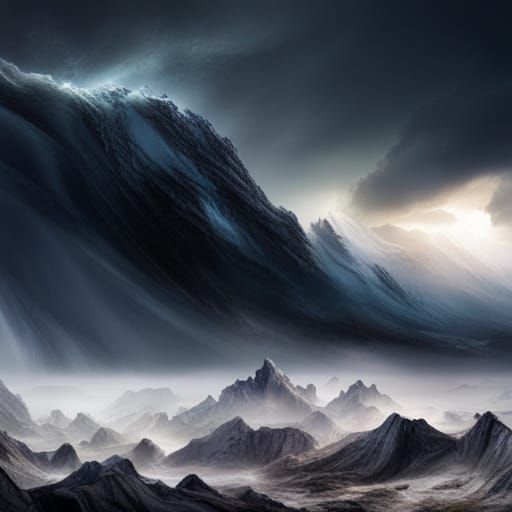 Epic Tornado Destroys Mountain in Digital Painting