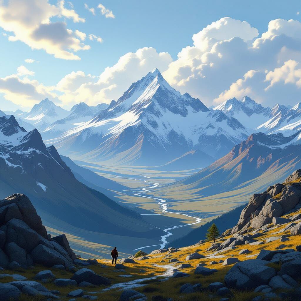 Rugged Continental Crust in Digital Painting Style