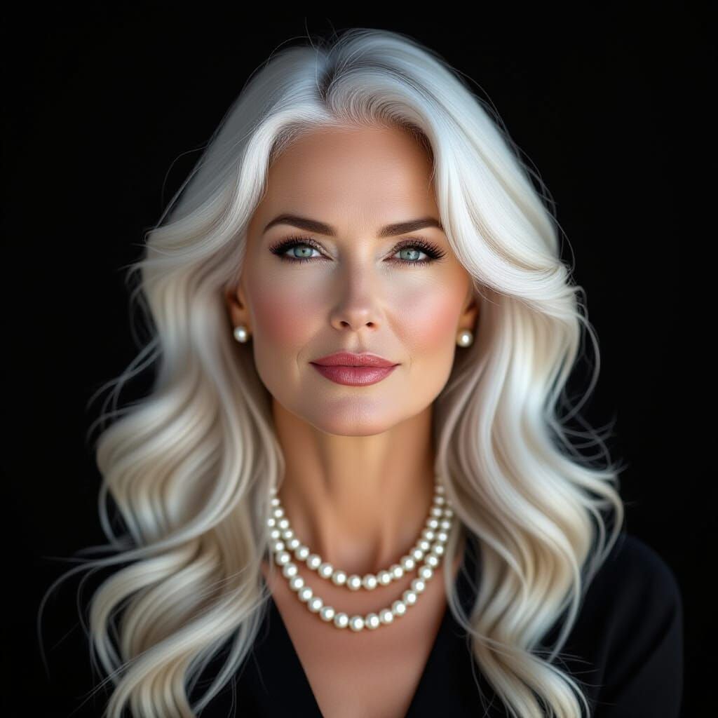 Classic Black and White Portrait of Serene Woman