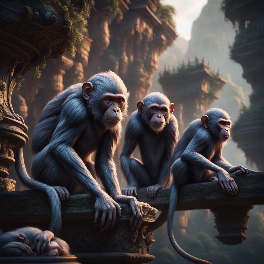 Lace Monkeys in Detailed Fantasy Concept Art