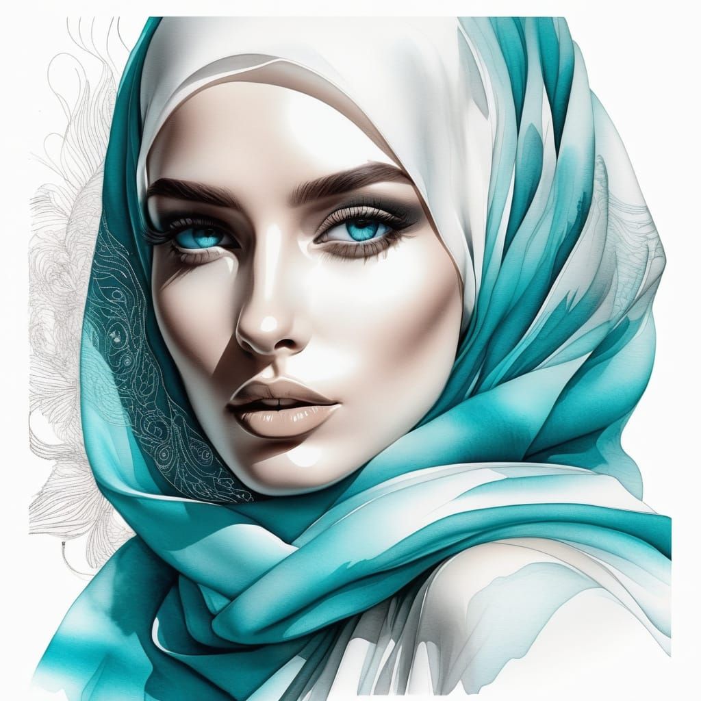Elegant Muslim Woman in Turquoise Niqab