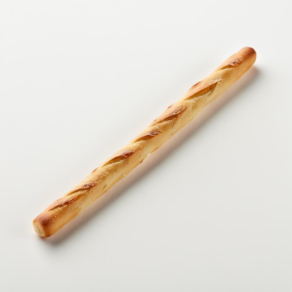 Single Grissini Breadstick on Off-White Background