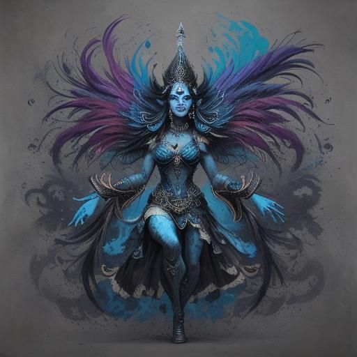 Goddess Kali in Vibrant Street Art Style