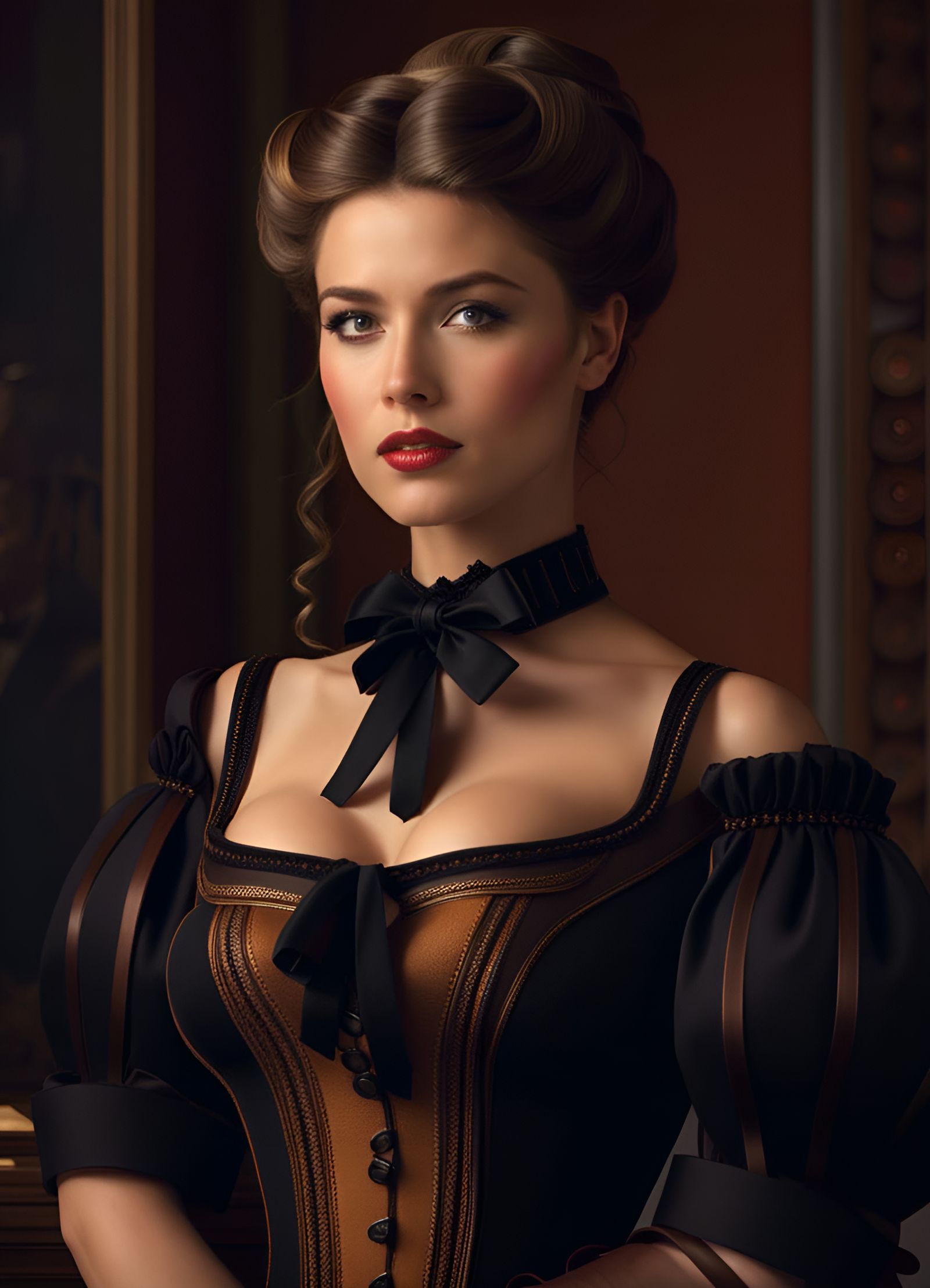 Victorian Woman in Black Dress