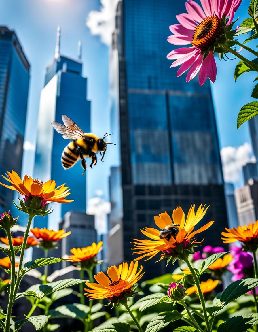 Bumblebee Finds Oasis in Rooftop Garden
