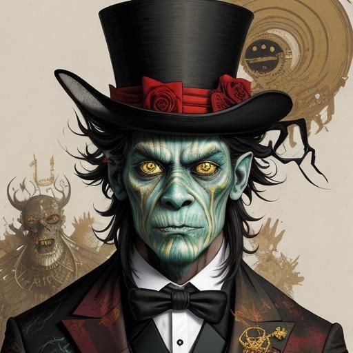 Disfigured Monster in Top Hat Portrait