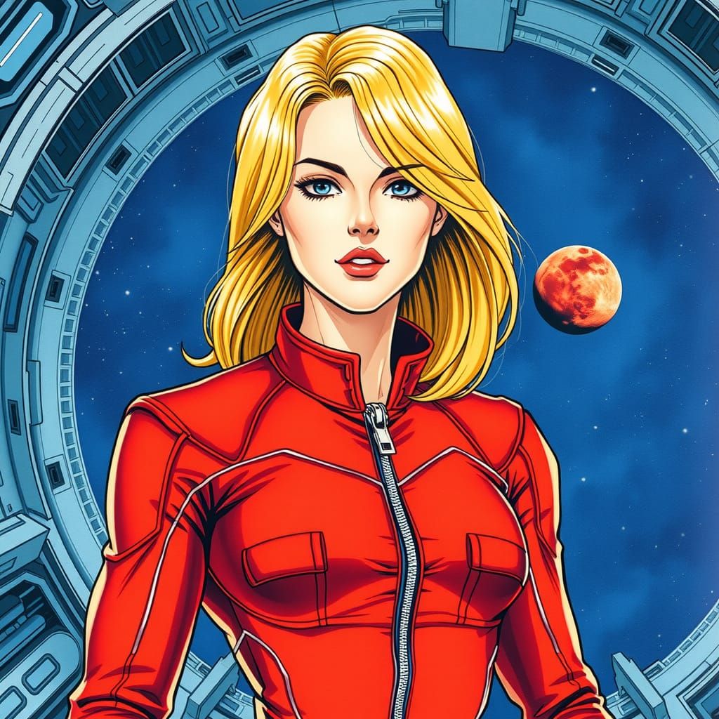 Sci-Fi Pilot in 80s Manga Watercolor Style