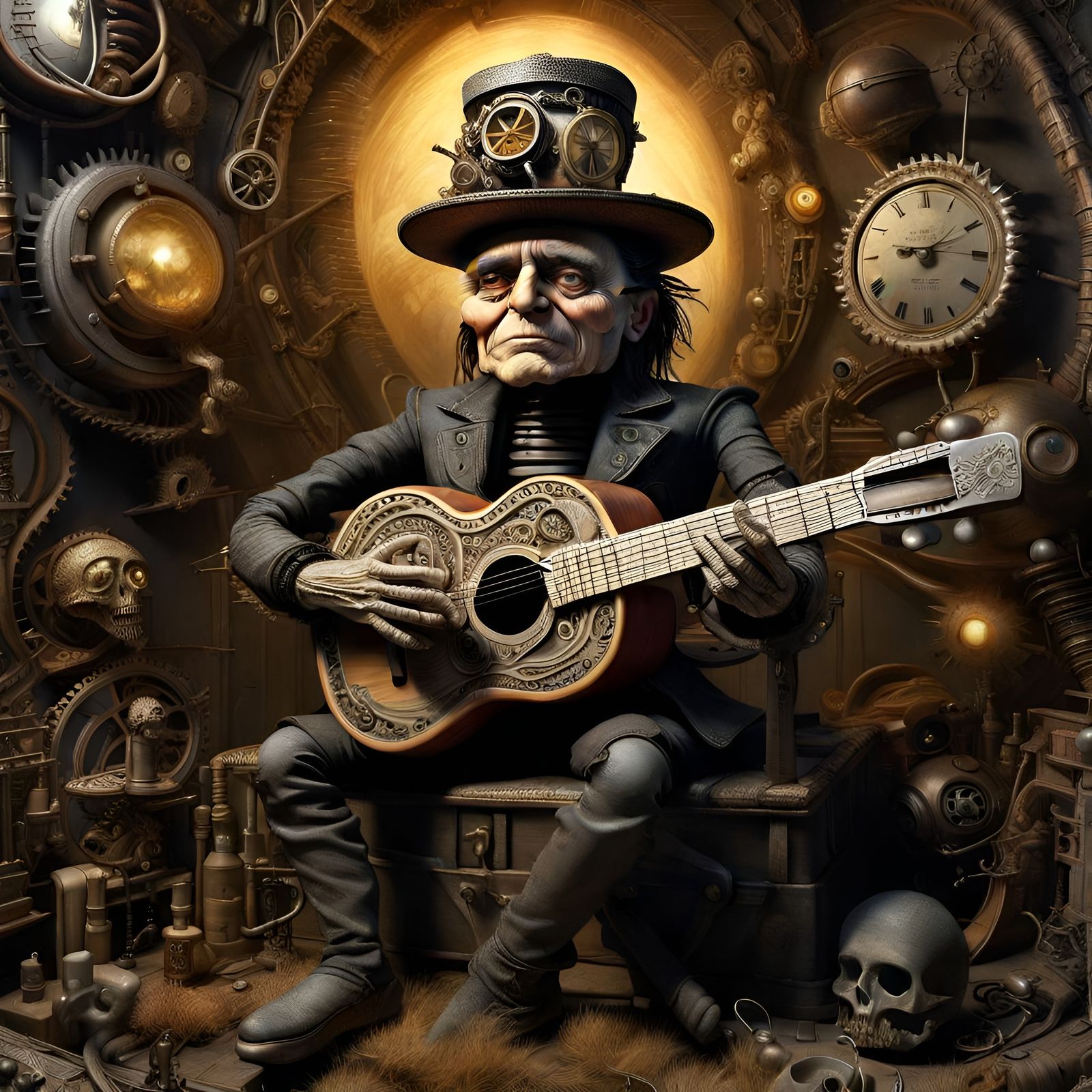 Steampunk Johnny Cash in Apocalyptic Wonderland
